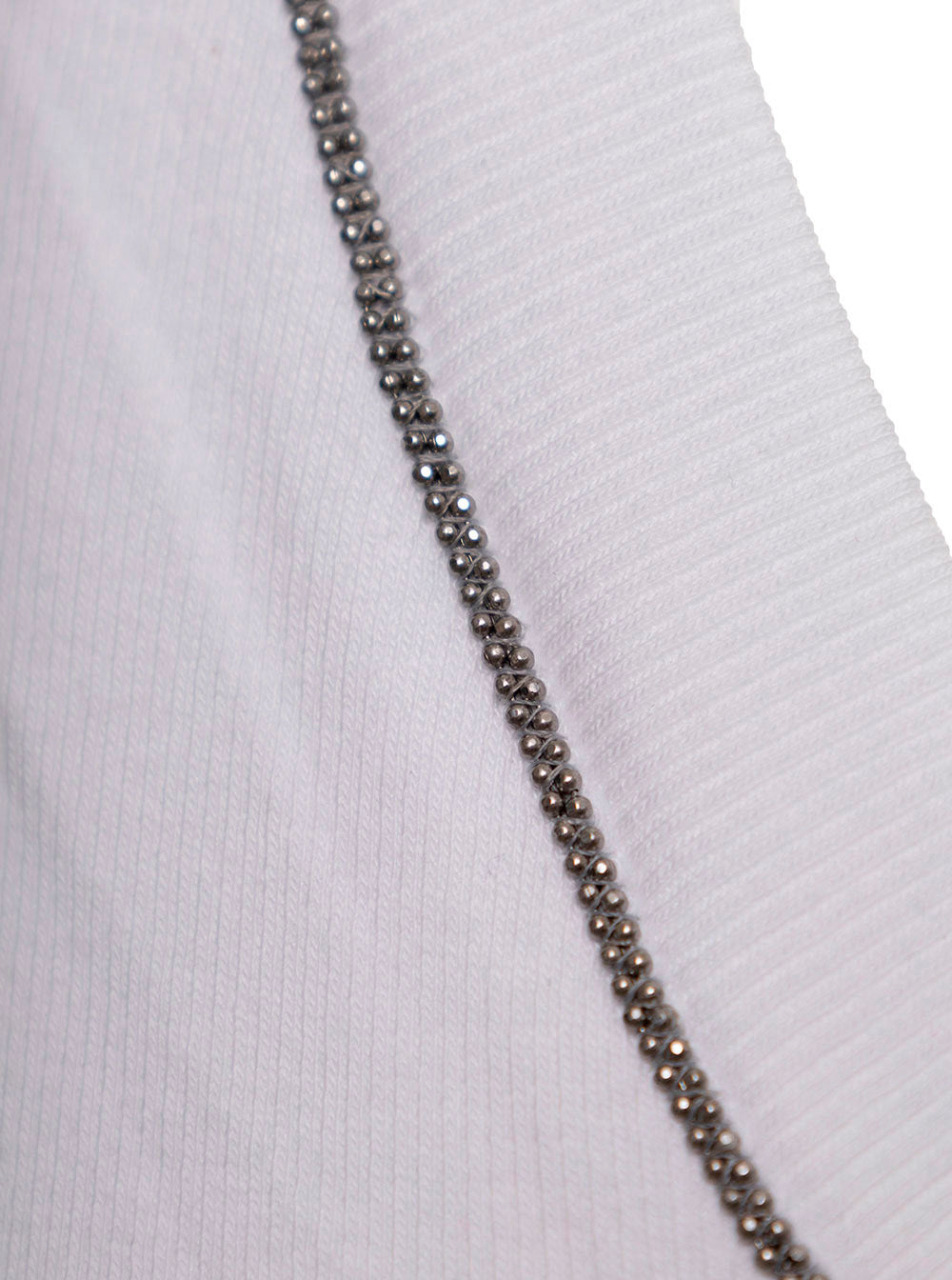 White Top With Round Neckline And Monile Details Cotton For Women Tops