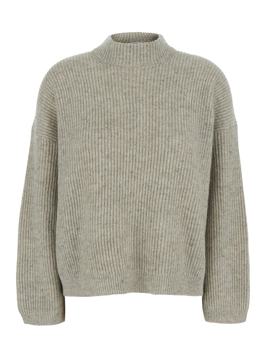 Turtleneck Cashmere Sweater Grey Tops
