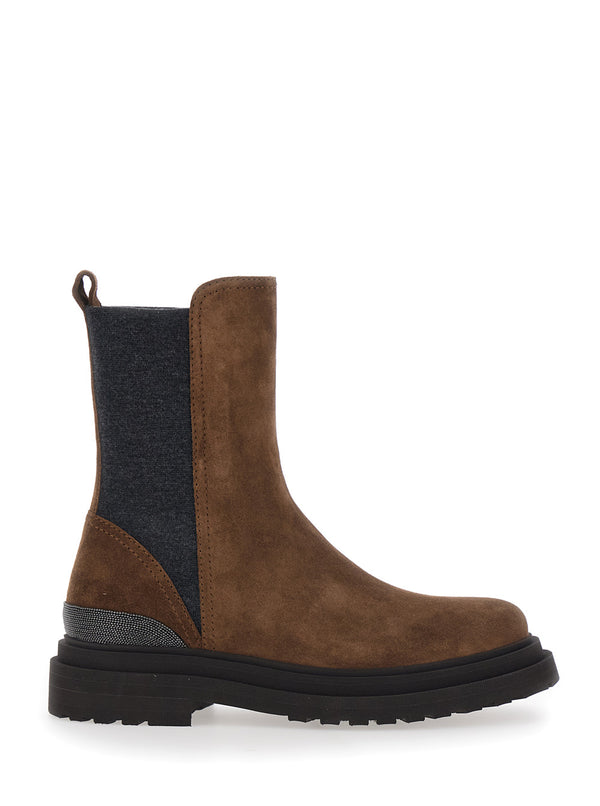 Ankle Boots Brown Suede Leather