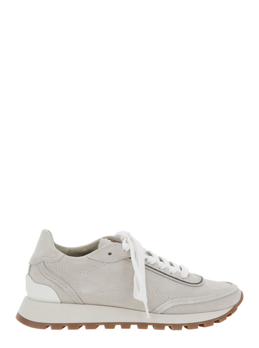 Low Top Sneakers Grey Suede Trainers