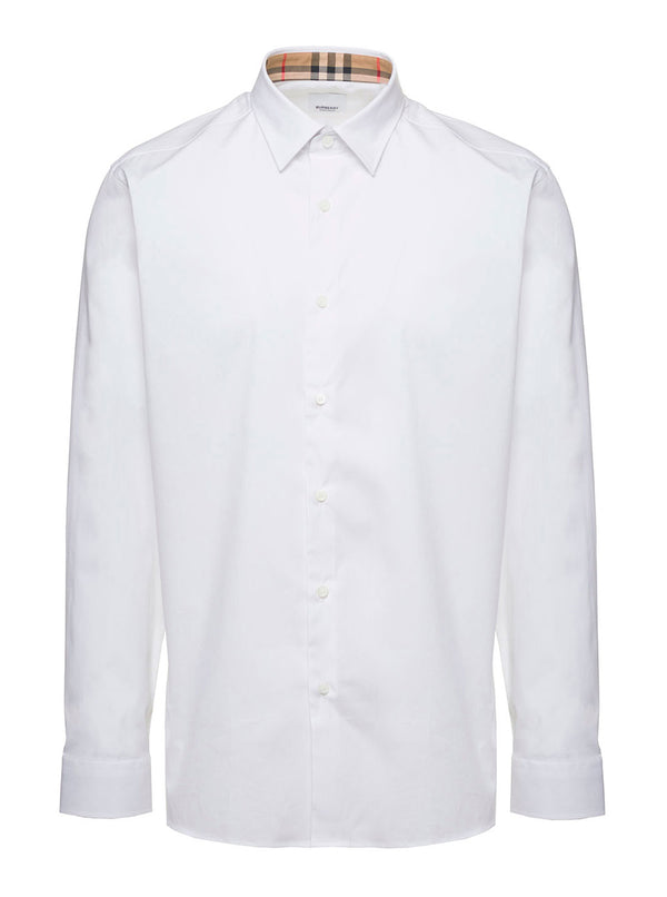 Long Sleeve Shirt White Stretch Cotton
