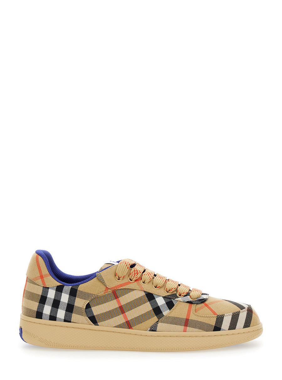 Low-Top Sneakers Beige Polyester Cotton Trainers