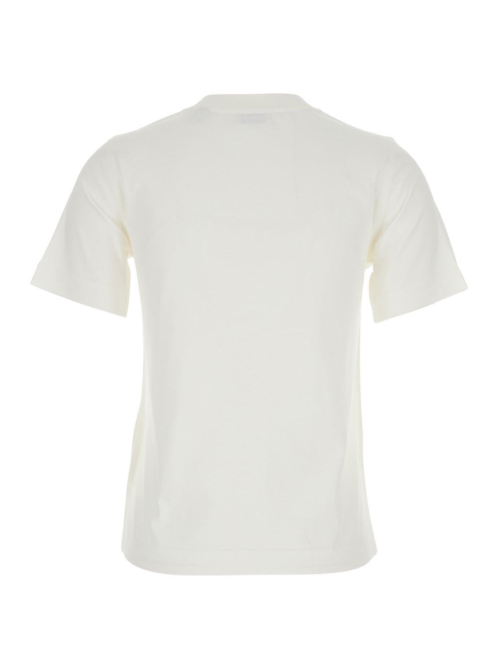 T-Shirt With Logo Patch Check Motif On The Front White Cotton For Women Tshirts And Polo Shirts