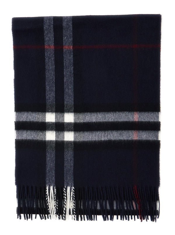 Scarf Fringed Edge Blue Cashmere