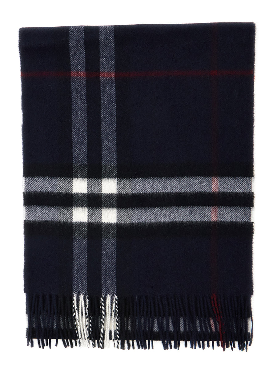 Scarf Fringed Edge Blue Cashmere