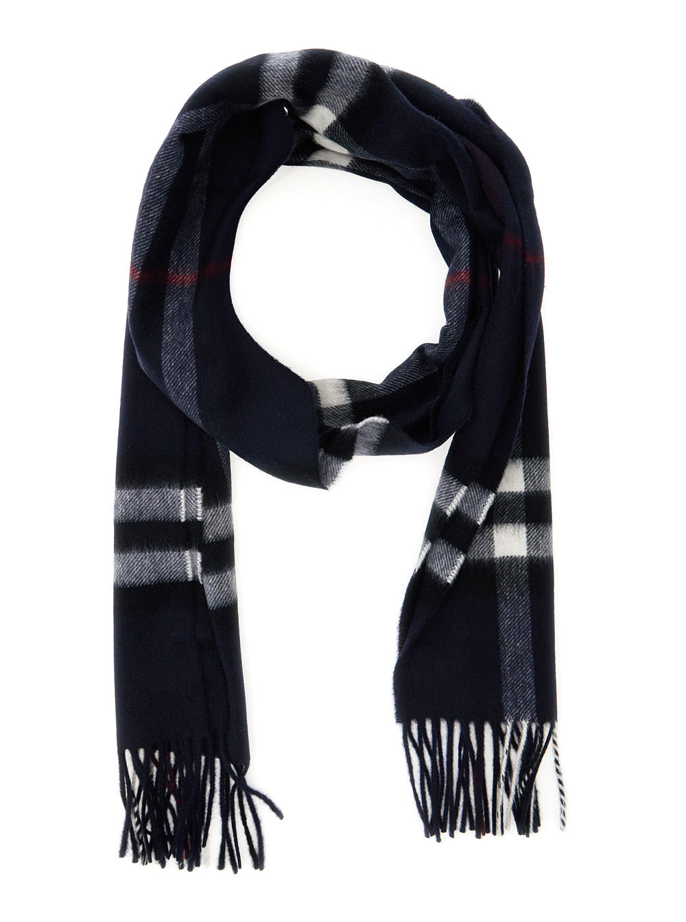 Fringed Edge Scarf With All-Over Check Motif Blue Cashmere For Men Blu Scarfs And Foulards