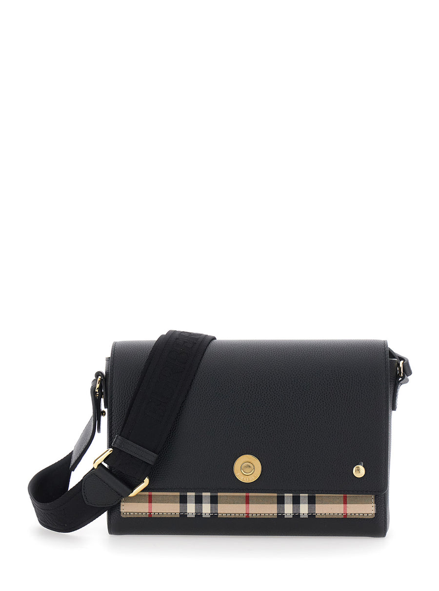 Crossbody Bag Note Black Leather Calf Shoulder