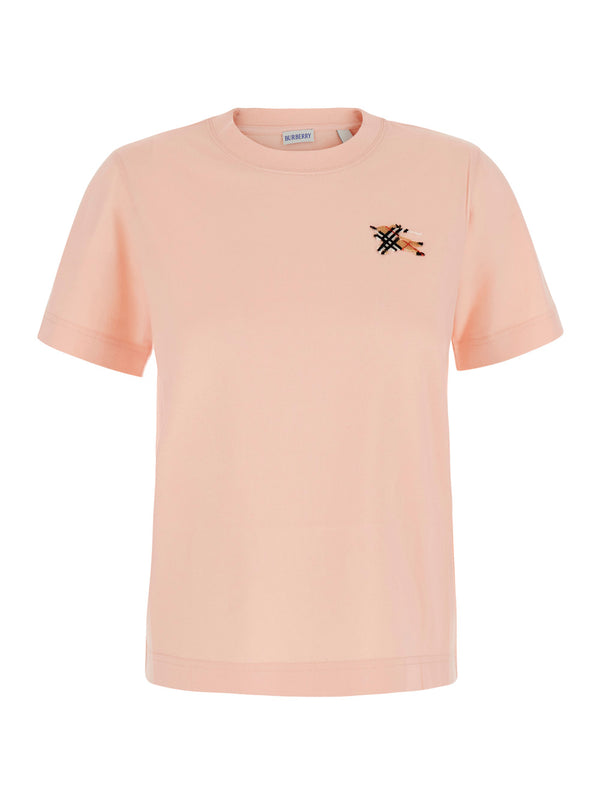 T-Shirt Embroidered Ekd Logo Pink Cotton T-shirts & Jerseys