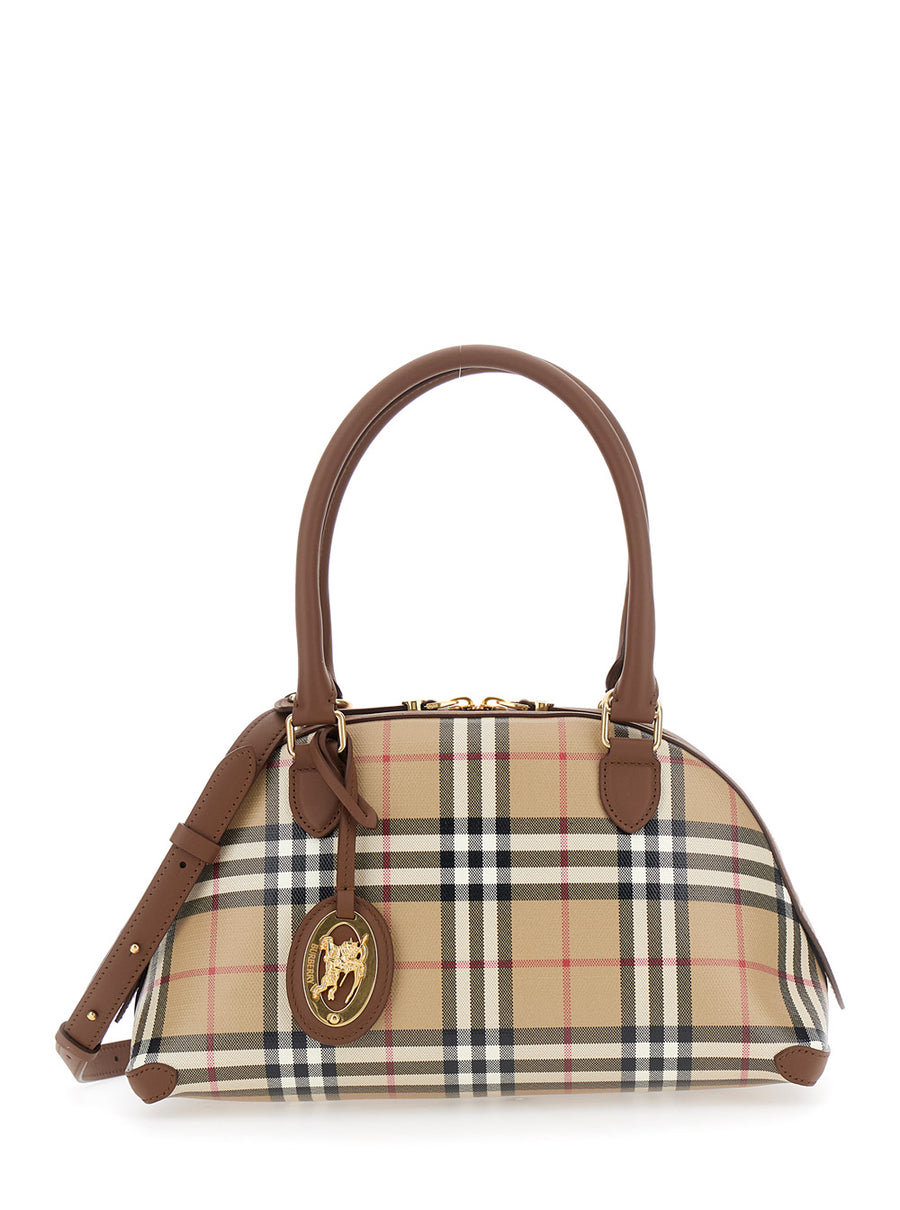 Handbag Primrose Beige Check Canvas Cotton Handbags