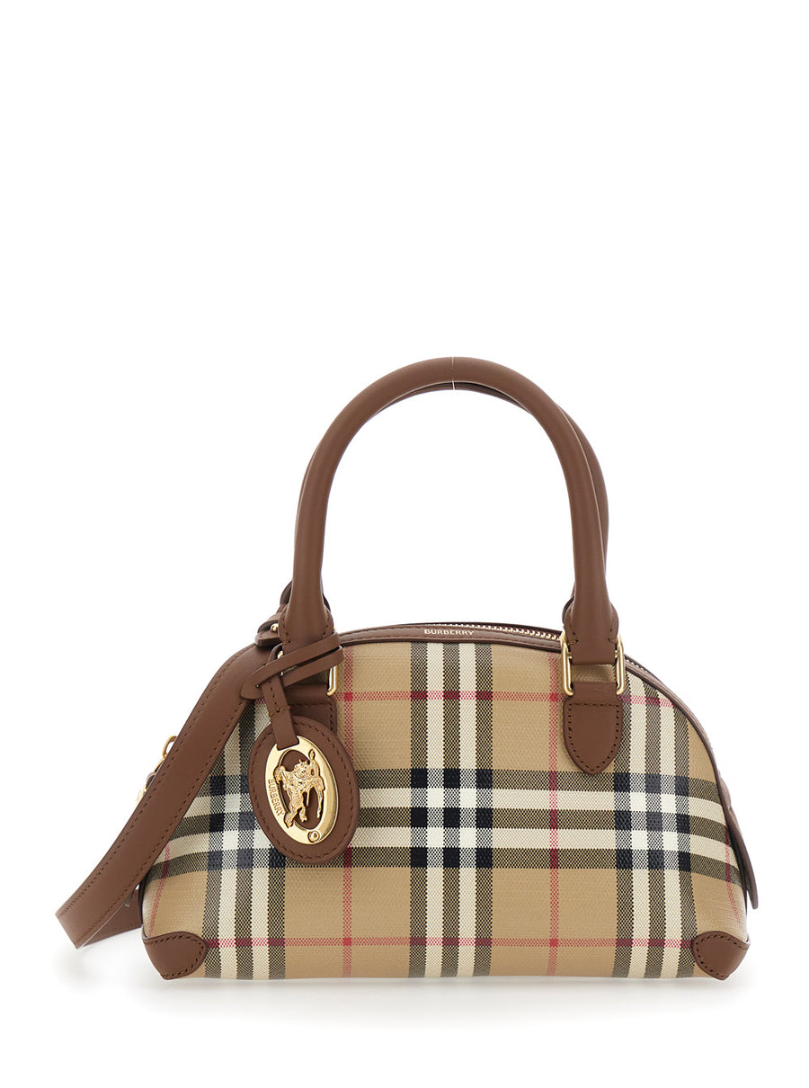 Handbag Primrose Beige Check Canvas Cotton Handbags