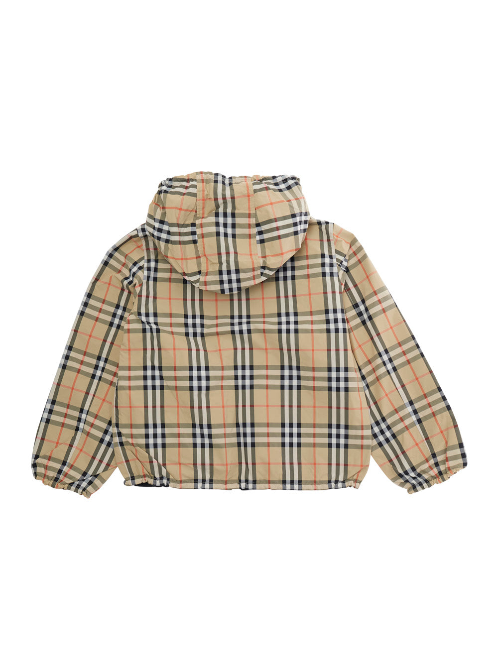 Jacket Reece Reversible With Fixed Hood And Check All-Over Tech Fabric Beige Boy Polyamide