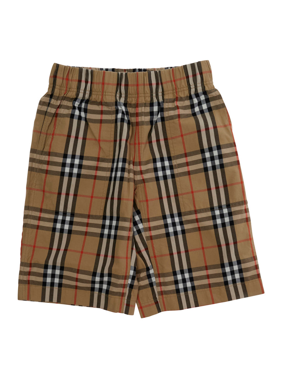 Shorts Beige Check Cotton
