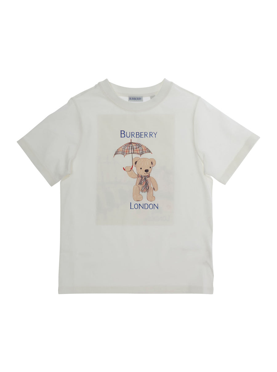 T-Shirt With Logo Print, White Cotton T-shirts