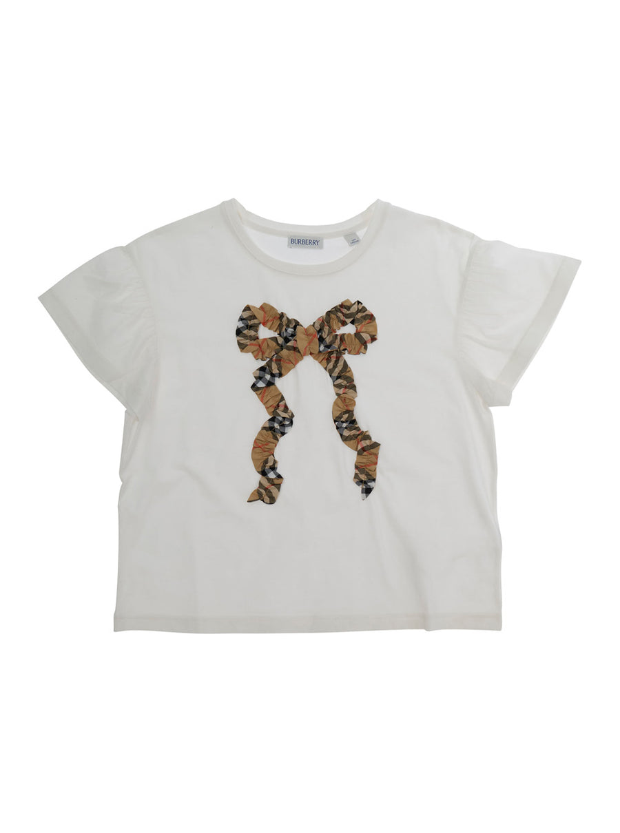T-Shirt With Bow White Cotton T-shirts