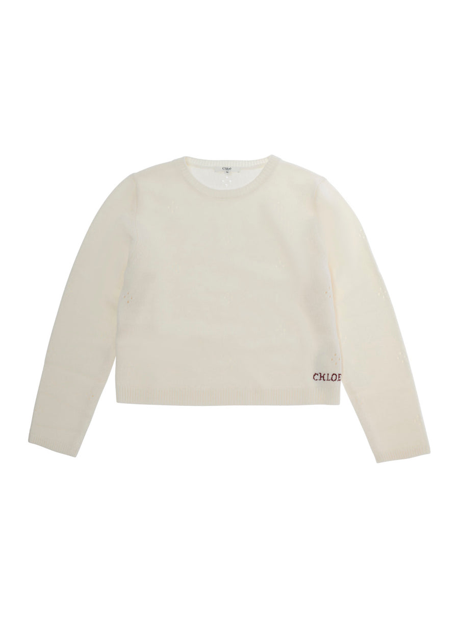 White Wool And Cashmere Sweater Tops