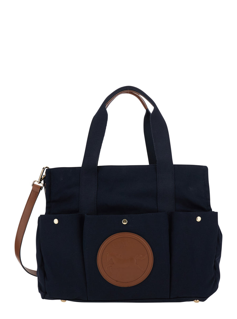 Changing Bag Blue Cotton Shoulder