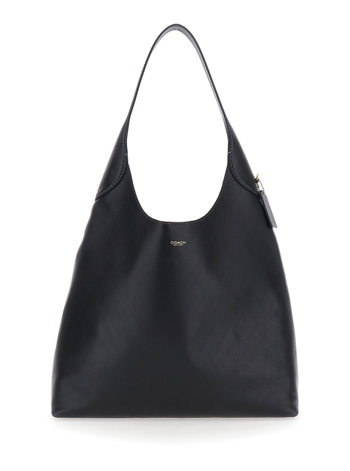 Shoulder Bag Brooklyn Grande With Logo Lettering On The Front Black Leather For Women