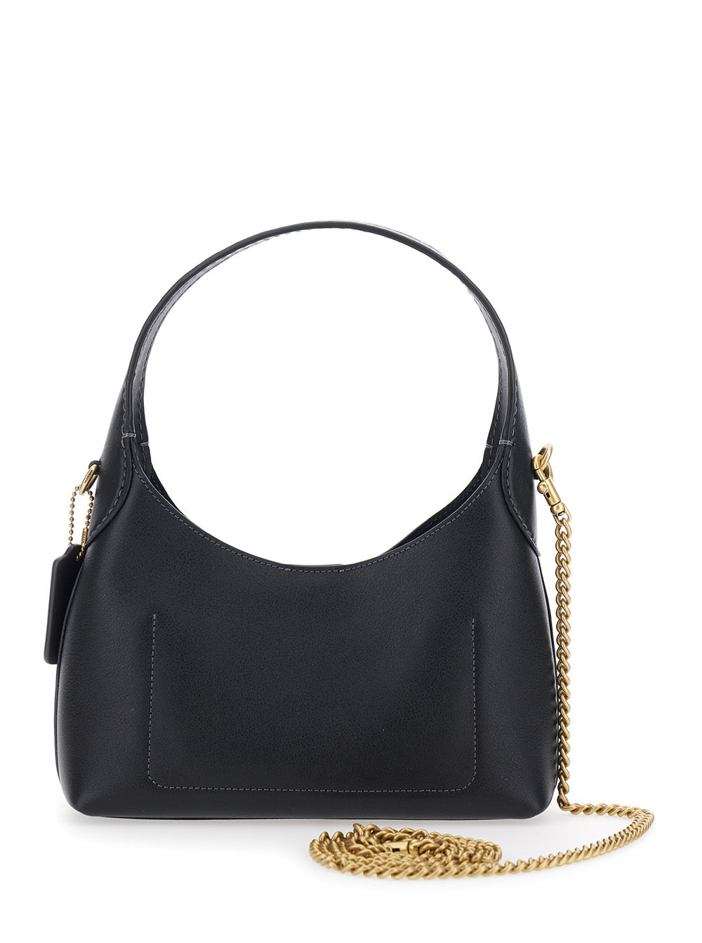 Brooklyn Black Shoulder Bag With Chain Strap And Logo Lettering On The Front Leather For Women