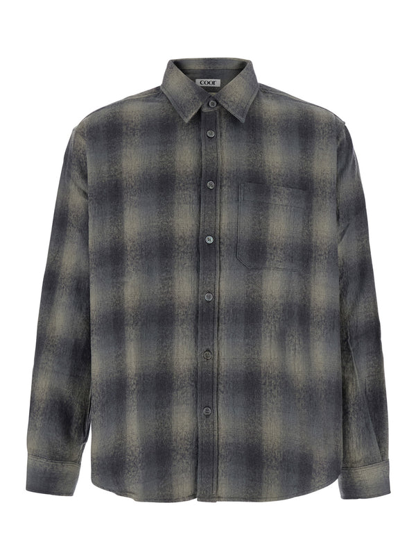 Flannel Shirt Ombre Checkered Grey 52.cotton