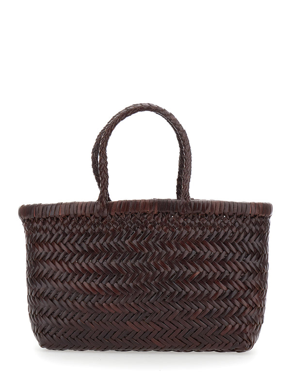 Basket Bag Mini Flat Gora Brown Leather Handbags