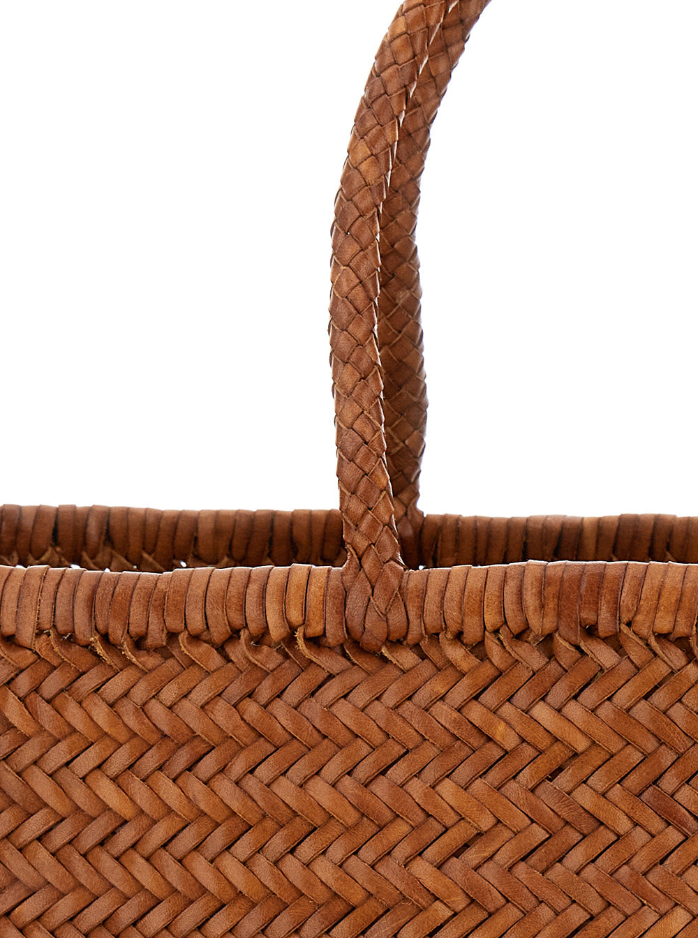 Tote Bag Bamboo Triple Jump With Two Top Handles Brown Leather For Women Hand
