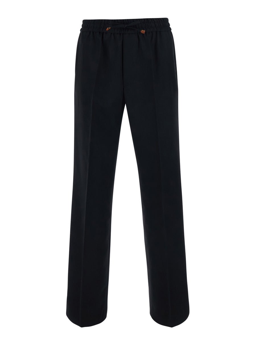 Flannel Trousers Black Main Fabric: Virgin Wool