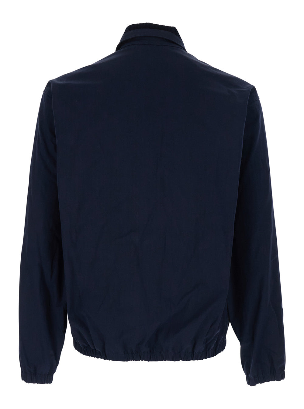 Jacket Le Blouson Drôle With Classic Ribbed Collar And Tone-On-Tone Logo Lettering Embroidery Stretch Cotton Blue Men Blu Elastane