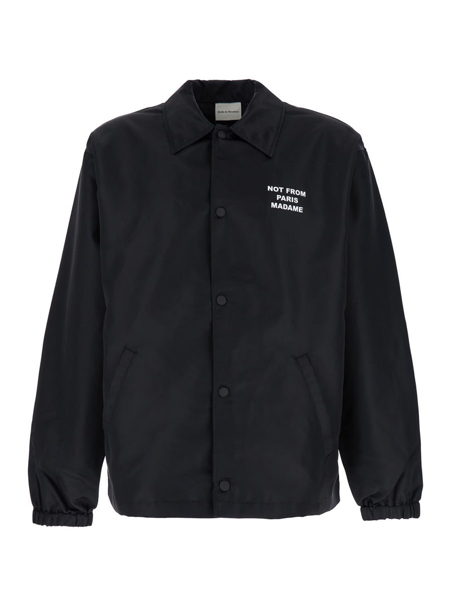 Jacket La Veste Slogan Black Nylon Coat