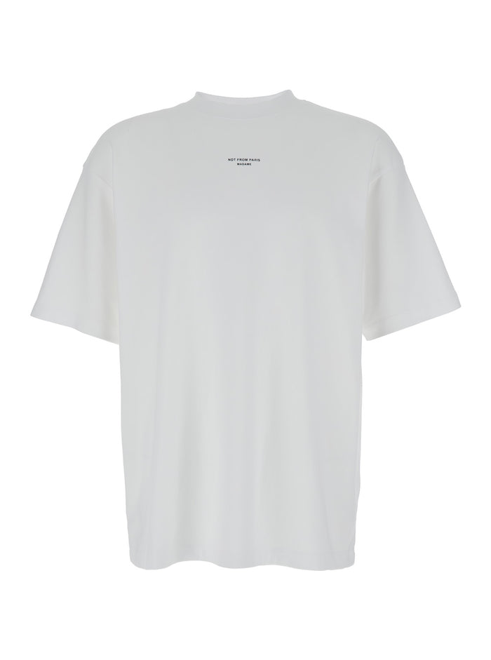 T-Shirt Le Slogan Classique With Print On The Front White Cotton For Men Tshirts And Polo Shirts