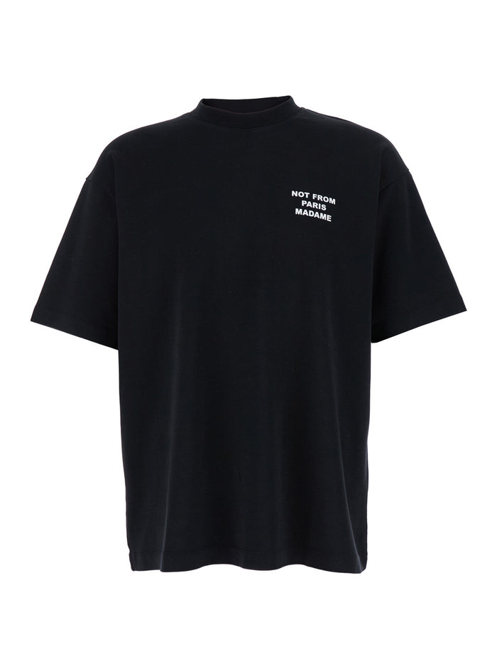 T-Shirt Not From Paris Madame With Contrast Print Black Cotton Men Tshirts And Polo Shirts