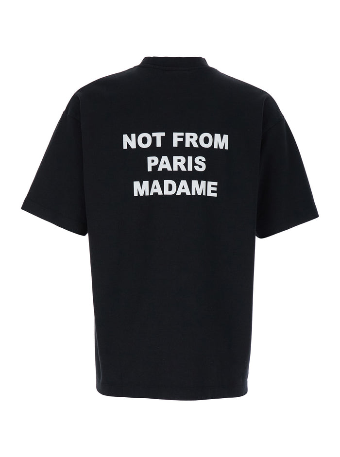 T-Shirt Not From Paris Madame With Contrast Print Black Cotton Men Tshirts And Polo Shirts
