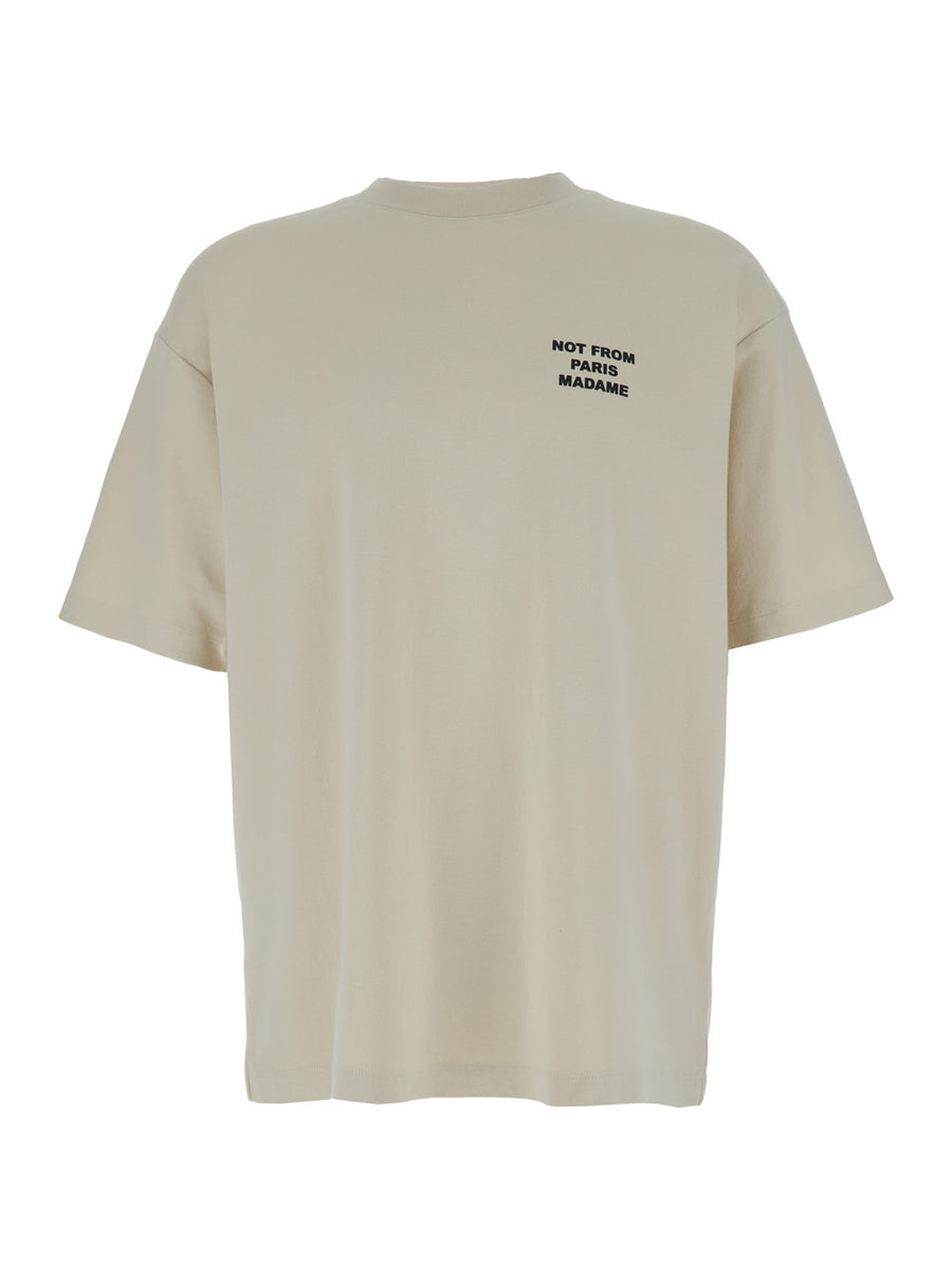 Crewneck T-Shirt Beige Cotton T-shirts