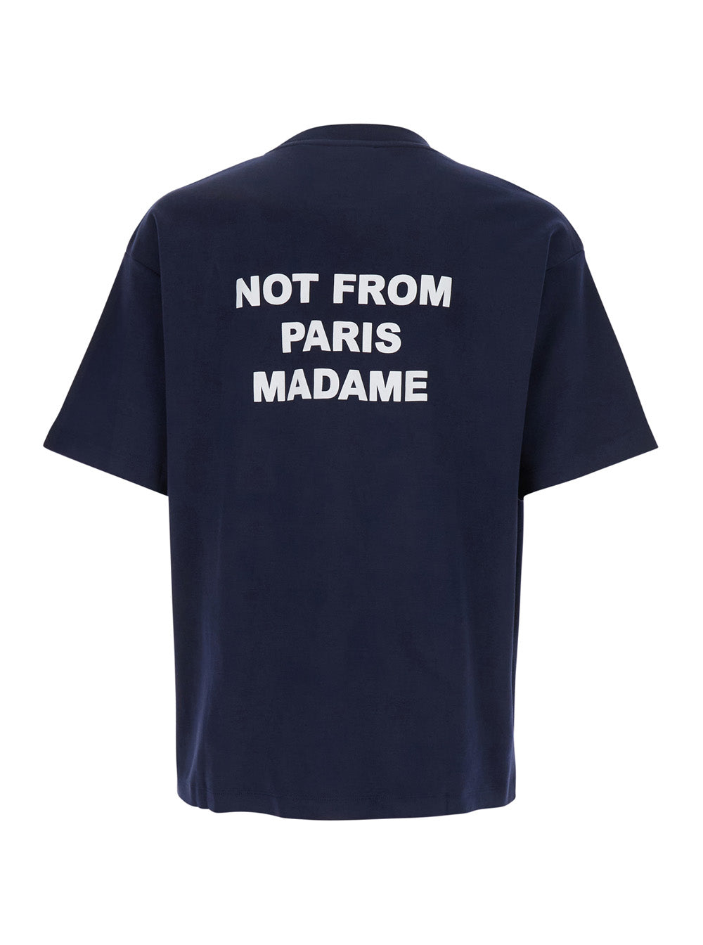 T-Shirt Le Slogan Crew Neck With Print On Front And Back Blue Cotton For Men Blu Tshirts Polo Shirts