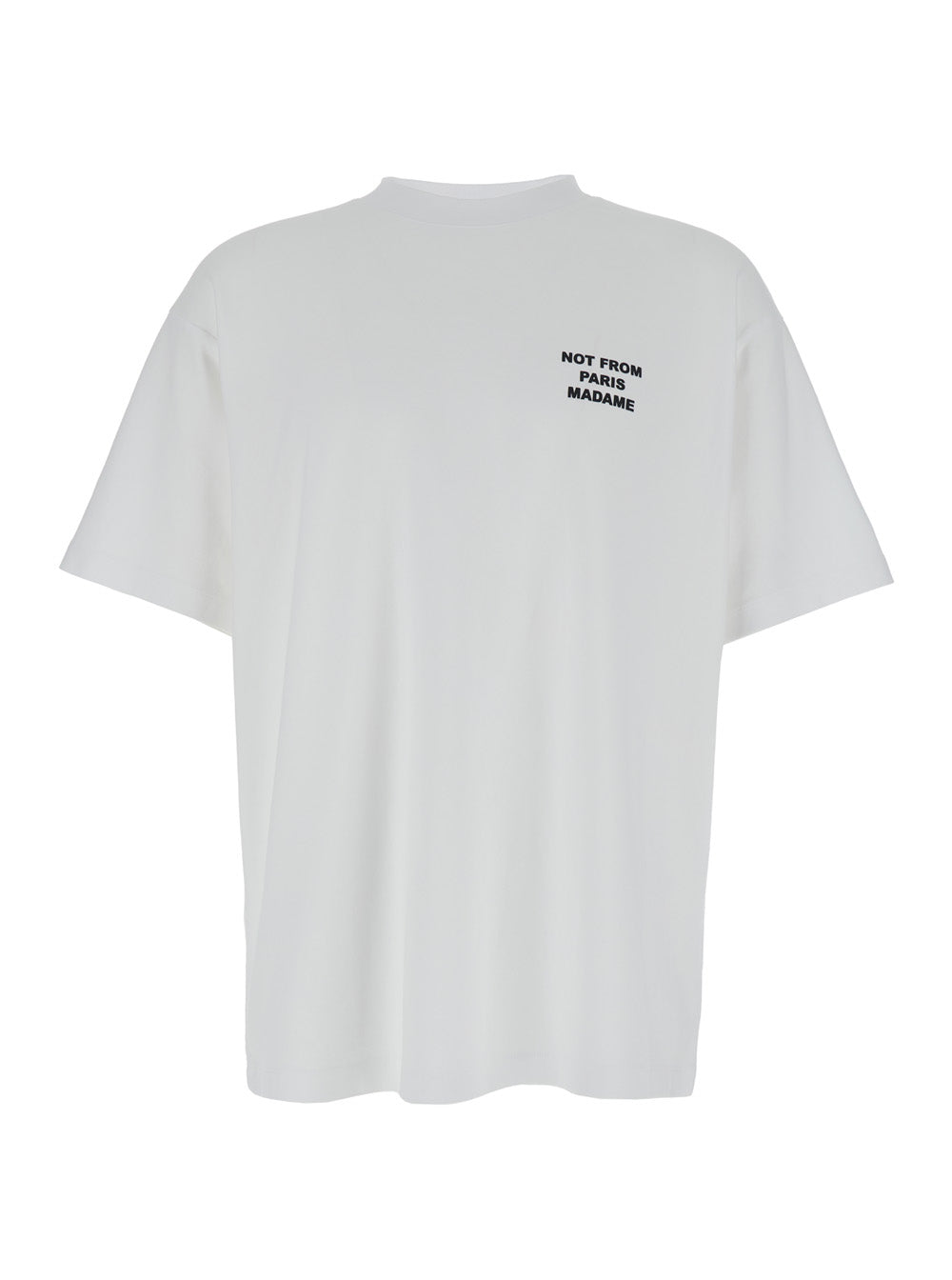T-Shirt Le Slogan Crew Neck With Print On Front And Back White Cotton For Men Tshirts Polo Shirts