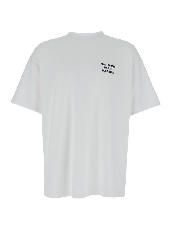 Crew Neck T-Shirt Le Slogan White Cotton T-shirts