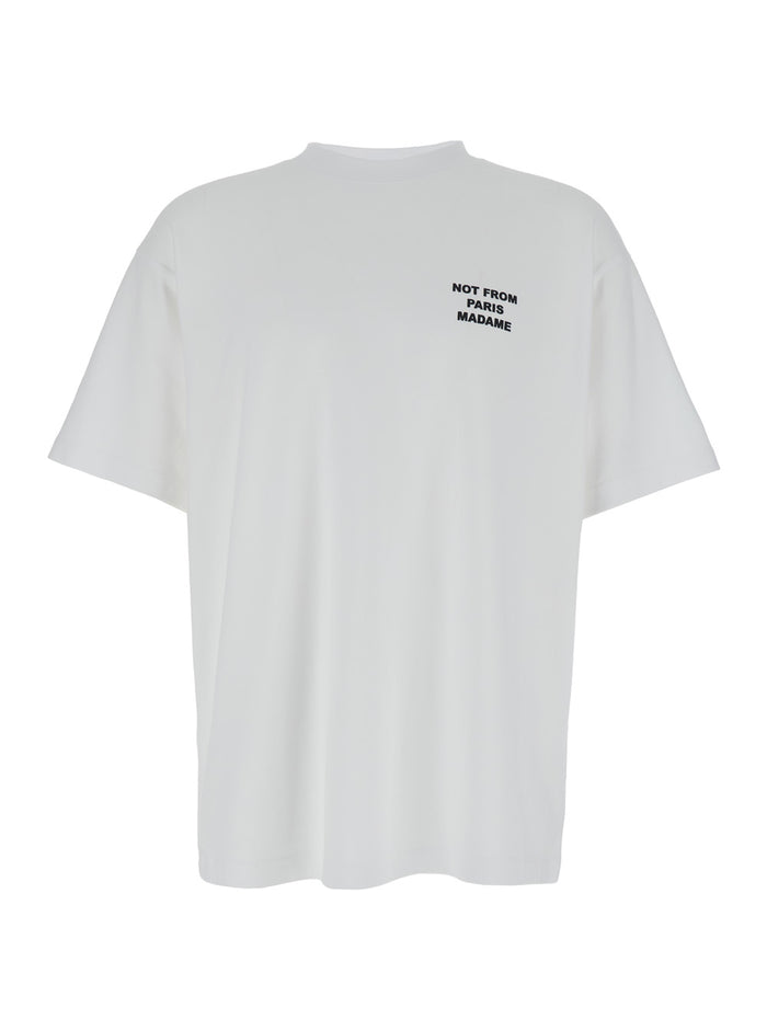 T-Shirt Le Slogan Crew Neck With Print On Front And Back White Cotton For Men Tshirts Polo Shirts