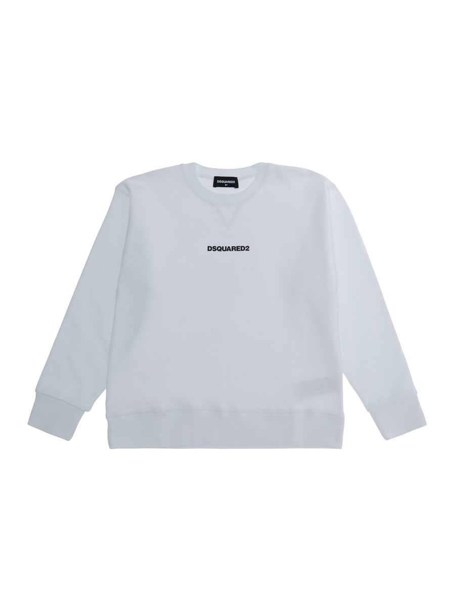 Crew Neck Sweatshirt White Cotton Hoods & Sweatshirts