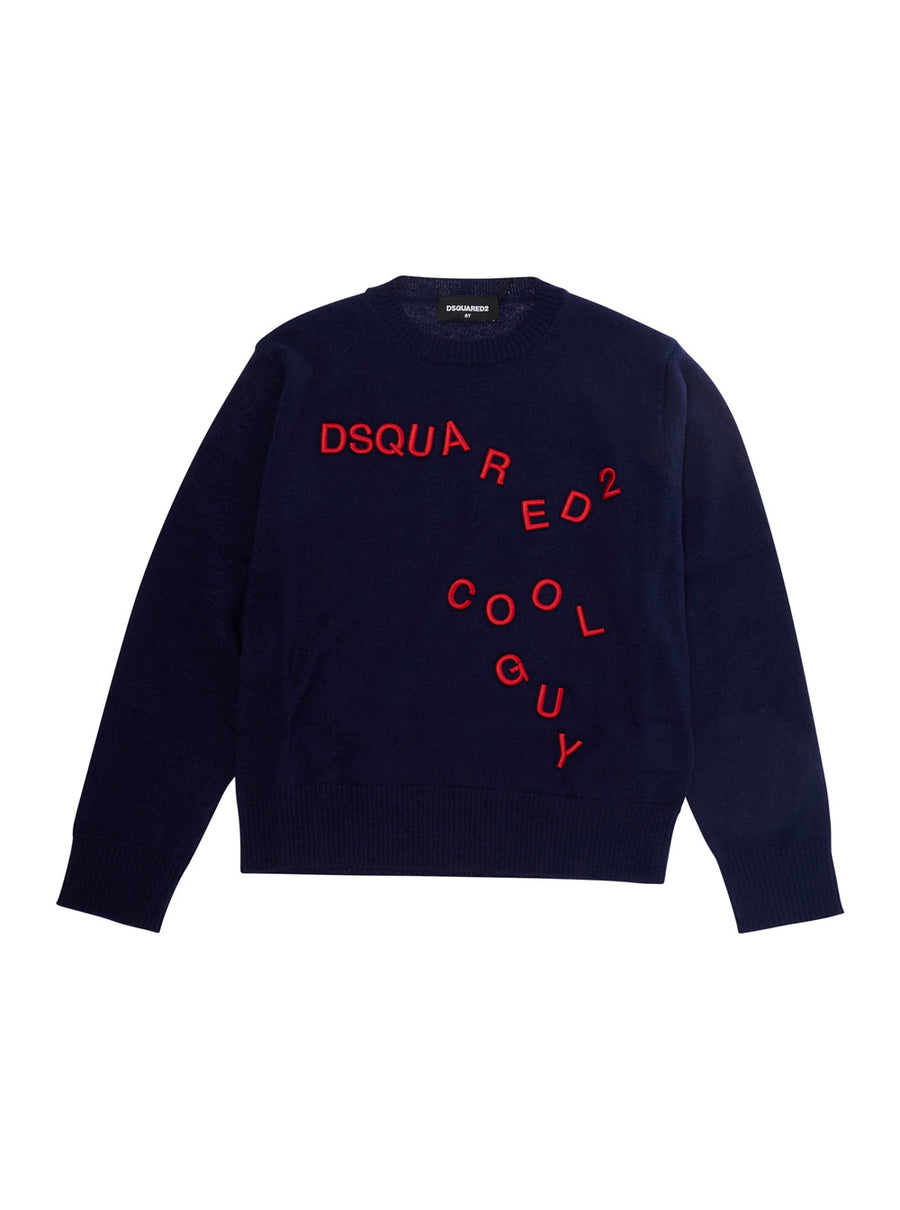 Boys Crewneck Sweater Blue Wool Tops