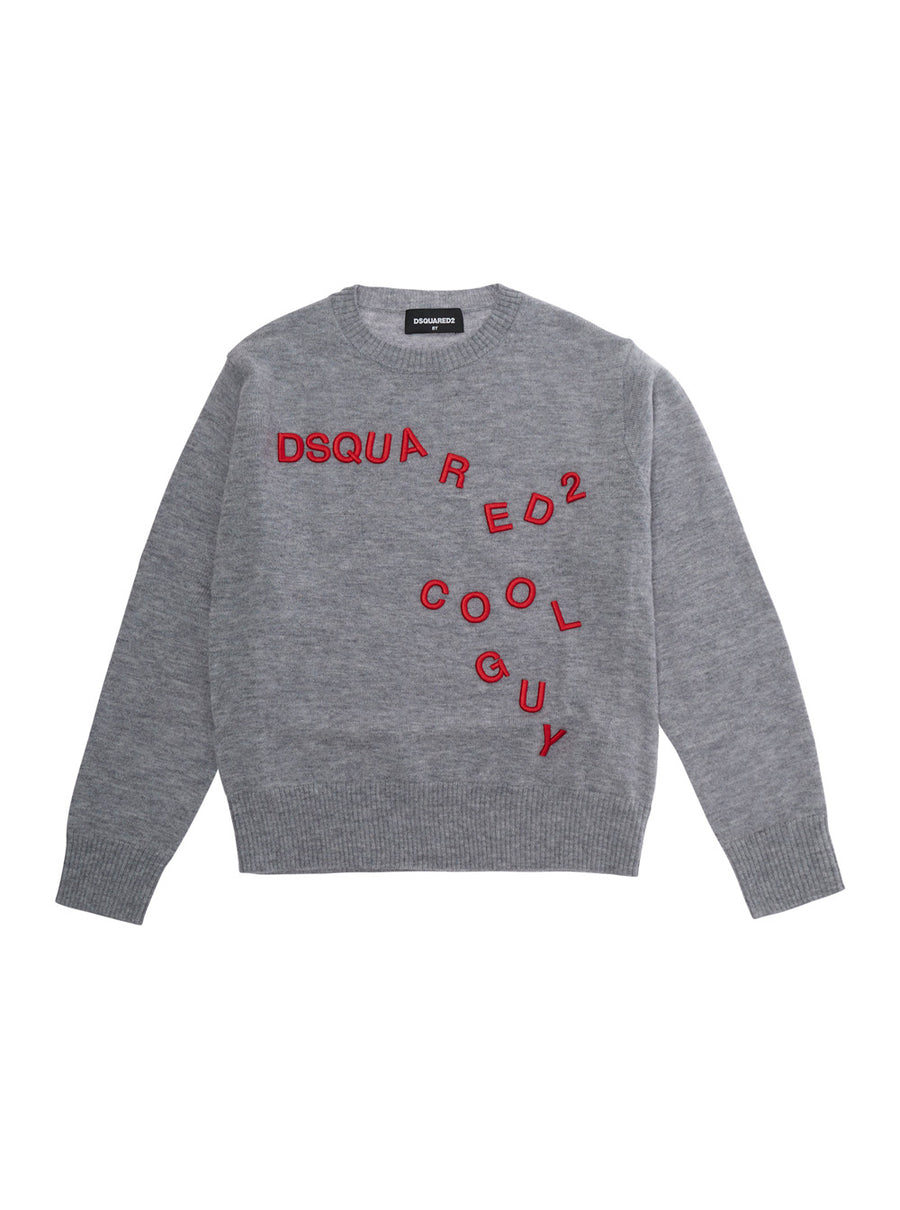 Boys Crewneck Sweater Grey Wool Tops