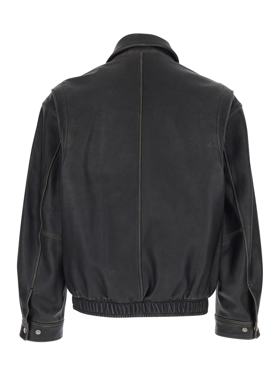 Leather Jacket Udju6a105g3 Black Lamb Coat