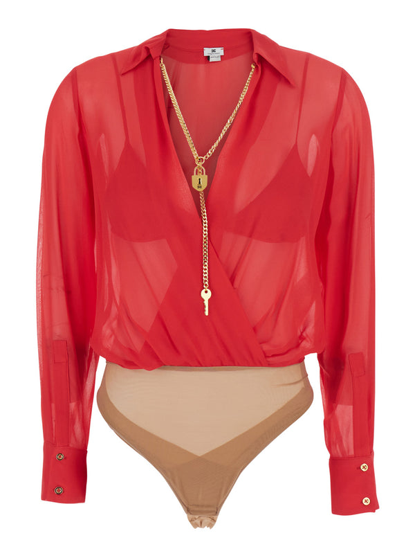 Georgette Top Red Viscose Tops