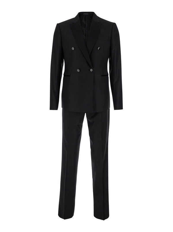 Smoking Suit Silk-Wool Blend Black Suits