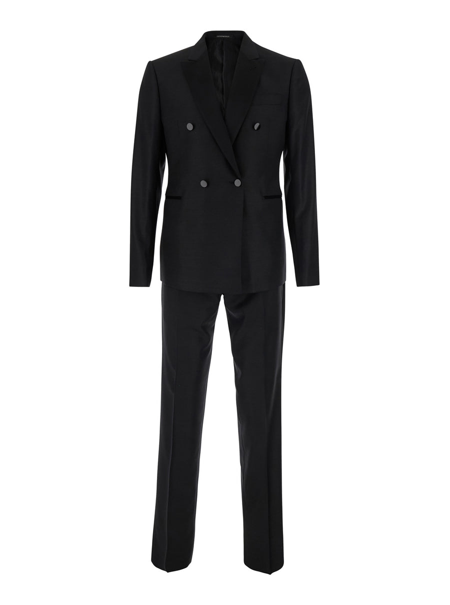 Smoking Suit Silk-Wool Blend Black Suits
