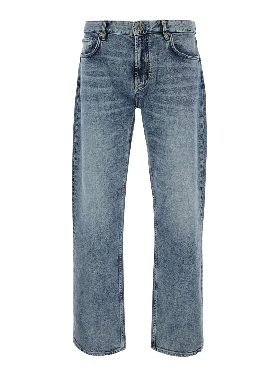 Jeans Straight-Leg Blue Cotton