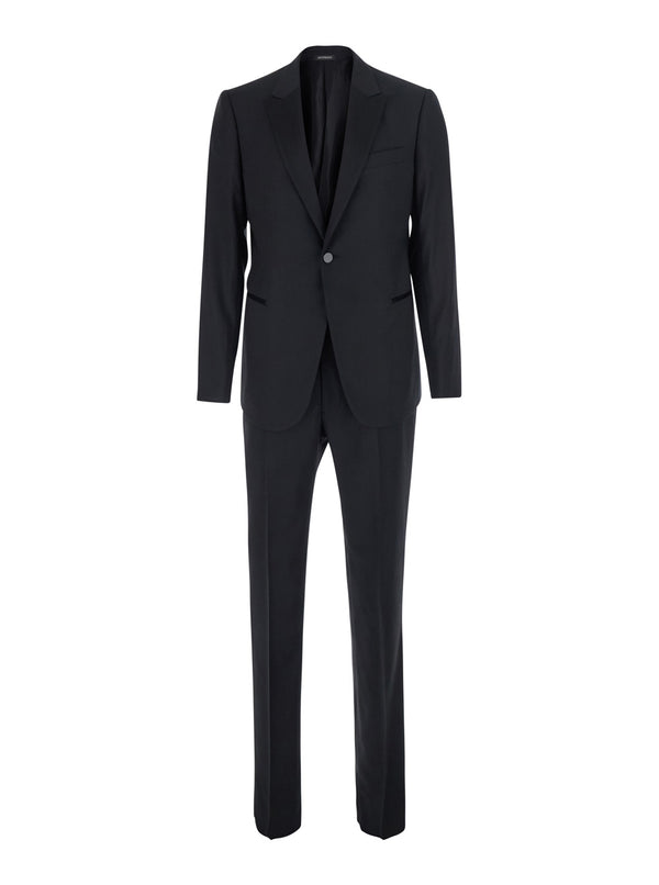Tuxedo Two-Piece Black Wool Suits