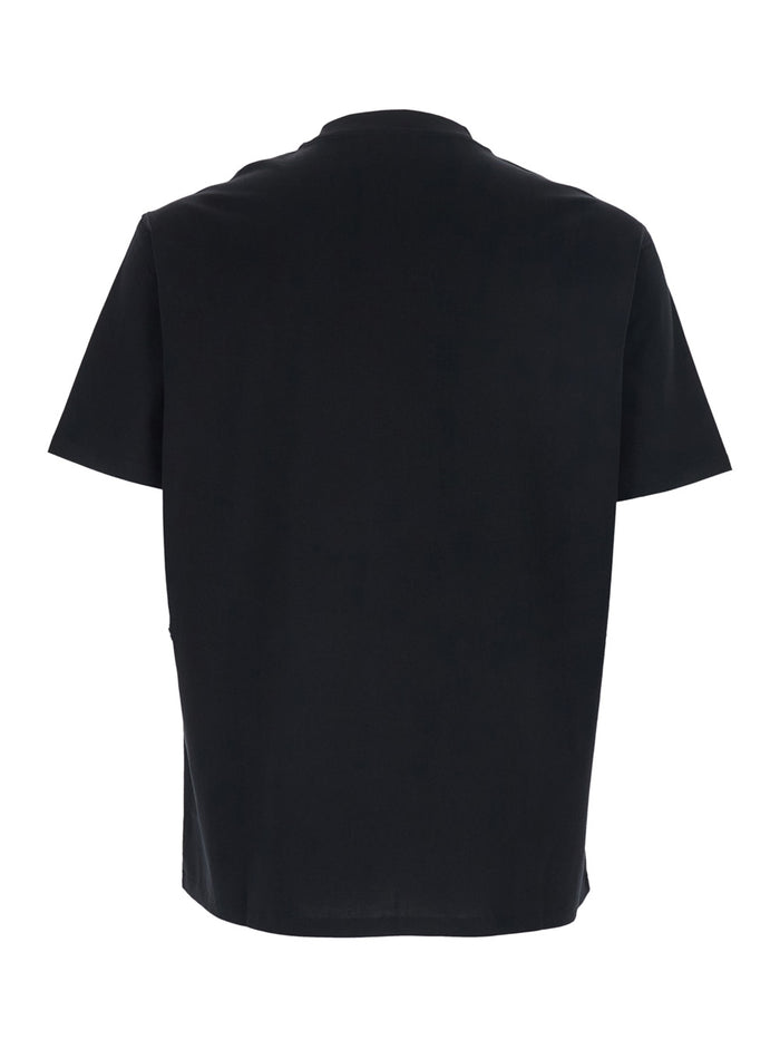 Crew Neck T-Shirt With Logo On The Front Black Cotton For Men Tshirts And Polo Shirts