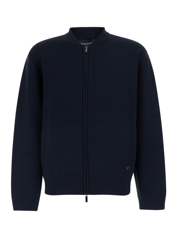 V-Neck Wool Pullover Blue Tops
