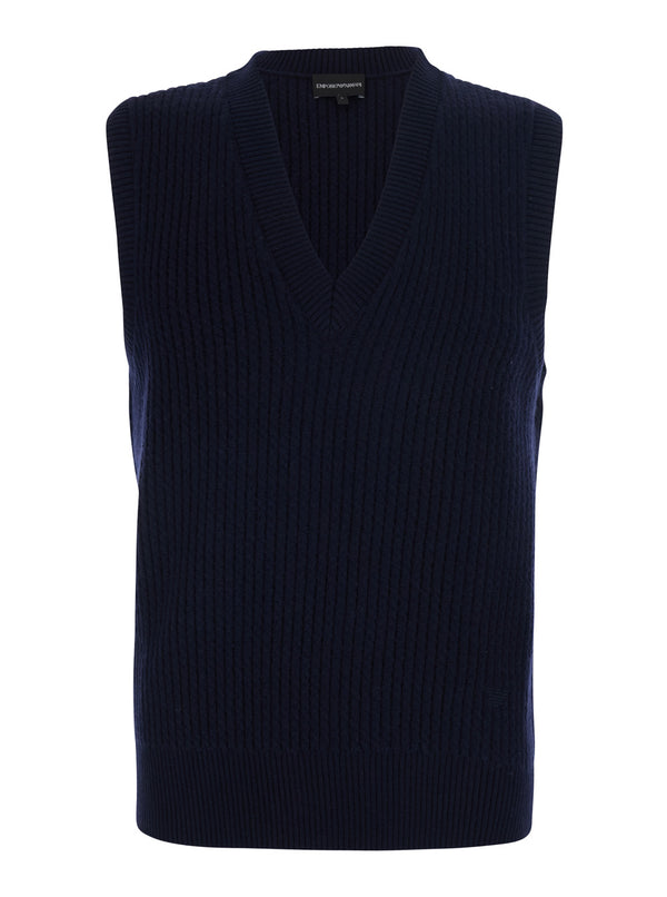 V-Neck Blazer Blue Wool-Cashmere Blazers
