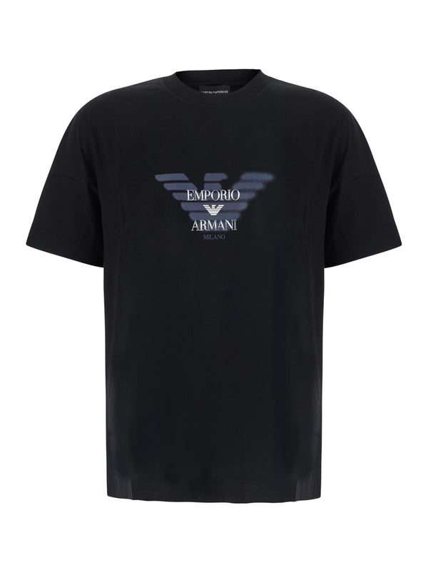 T-Shirt Multilogo Black Cotton Lyocell T-shirts