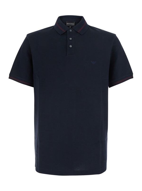 Piquet Polo Shirt Blue Cotton T-shirts